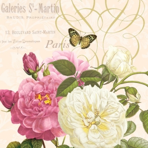 German Decoupage Napkins (5 pcs) - Pink and White Roses