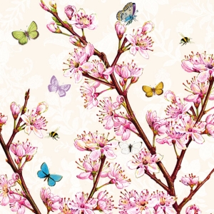 German Decoupage Napkins (5 pcs) - Blossom Cream