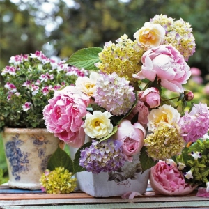 German Decoupage Napkins (5 pcs) - Peony Arrangements