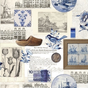 A pack of 12 by 12 inch German Decoupage Napkins (5 pcs) - Authentic Holland