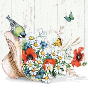 A pack of 12 by 12 inch German Decoupage Napkins (5 pcs) - Summer Hat
