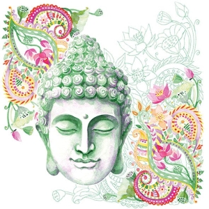 German Decoupage Napkins (5 pcs) - Buddha Headstone Green