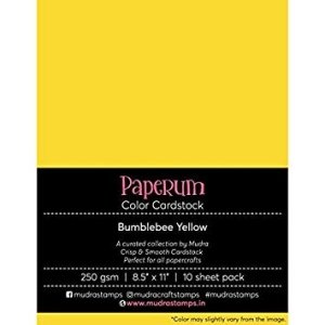 Mudra Paperum cardstock (8.5 by 11 inches) (250 gsm) (Set of 10 sheets) - Bumblebee Yellow
