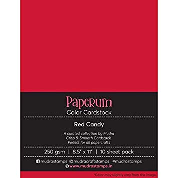 Mudra Paperum cardstock (8.5 by 11 inches) (250 gsm) (Set of 10 sheets) - Red Candy