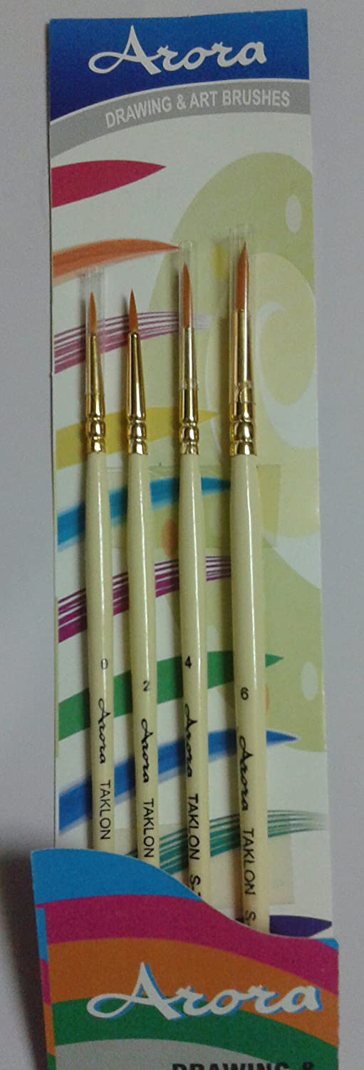 Arora Art Brushes 4 pieces Round Taklon Brushes