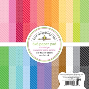 Doodlebug Double-Sided Paper Pad 6"X6" 24/Pkg Dot-Stripe Rainbow