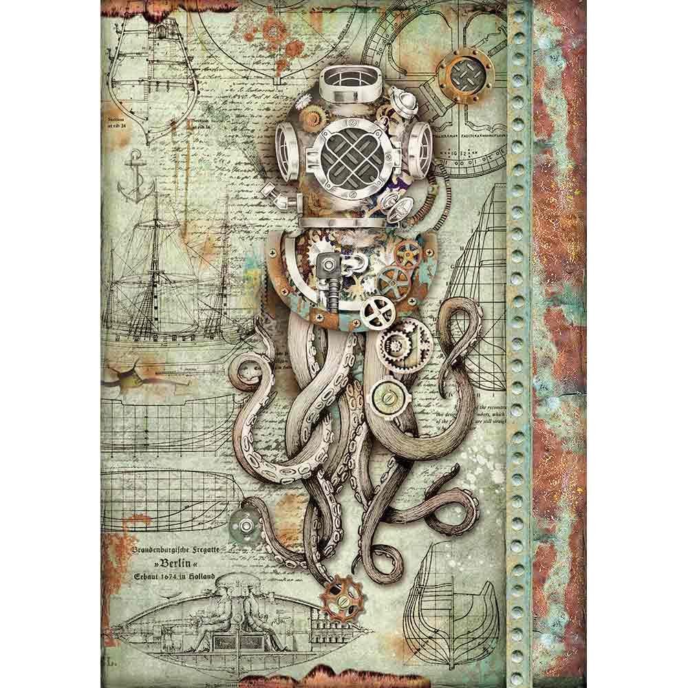 Stamperia Rice Paper A4 - Octopus