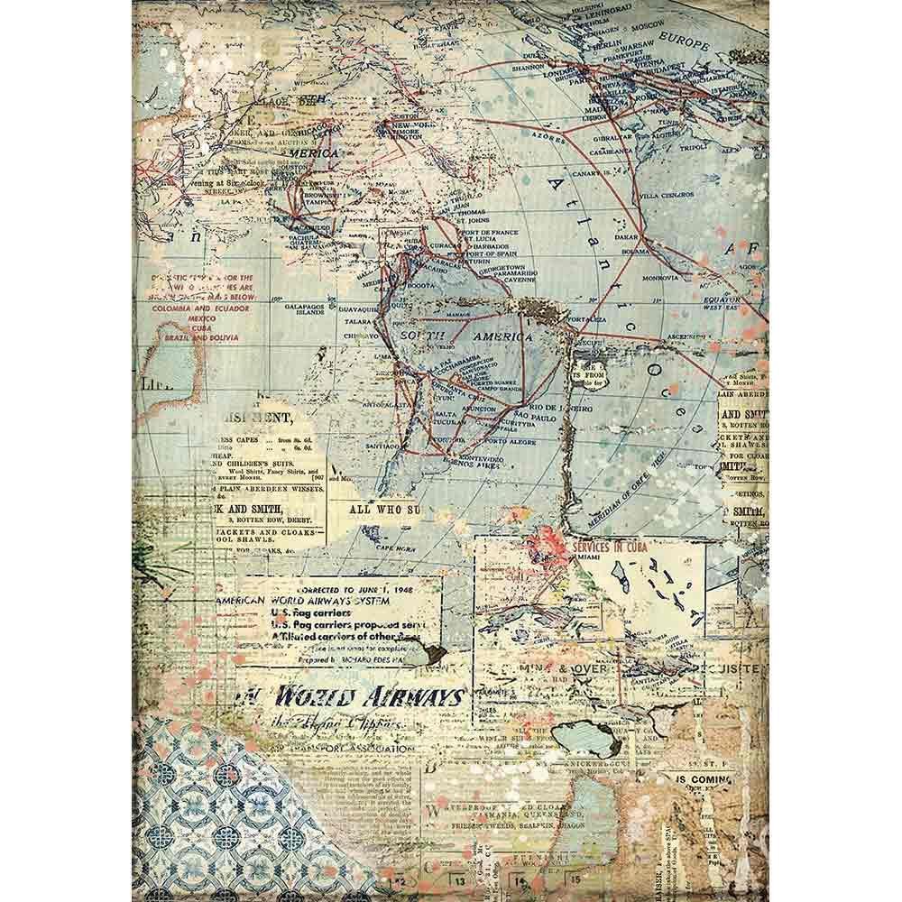 Stamperia Rice Paper A4 - Maps