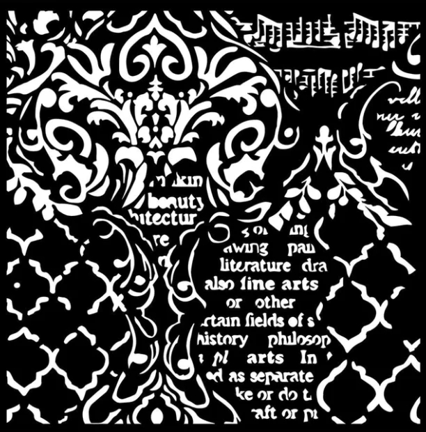 Stamperia Stencil 7.08"X7.08" - Wallpaper Music and Writings