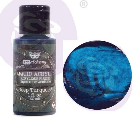 Prima Finnabair Art Alchemy Liquid Acrylic Paint 1 Fluid Ounce - Deep Turquoise