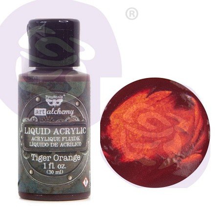 Prima Finnabair Art Alchemy Liquid Acrylic Paint 1 Fluid Ounce - Tiger Orange