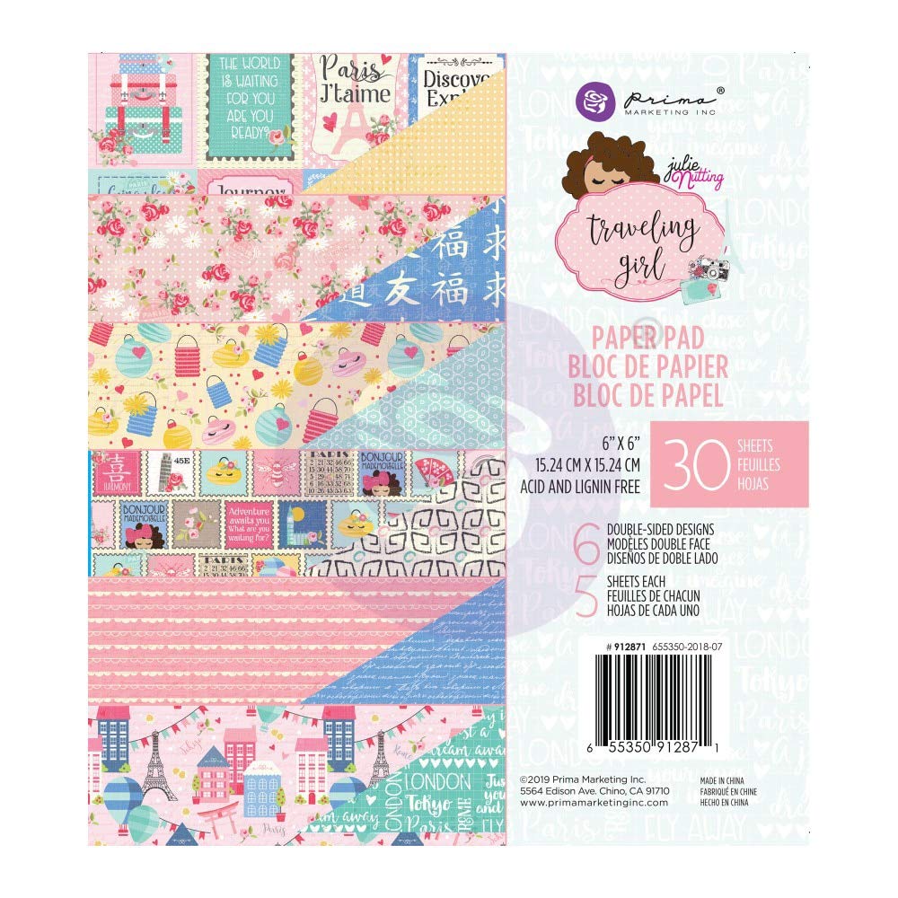 Prima 6 by 6 Paper - Travelling Girl (30 Sheets)