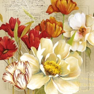A pack of 12 by 12 inch German Decoupage Napkins (5 pcs) - Coralie Flowers