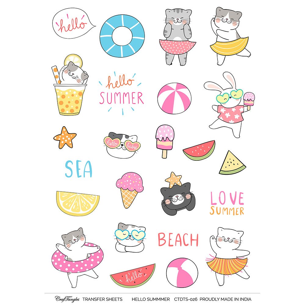 CrafTangles A4 Transfer It Sheets - Hello Summer