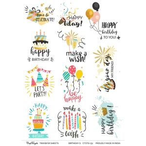 CrafTangles A4 Transfer It Sheets - Quotes - Birthday