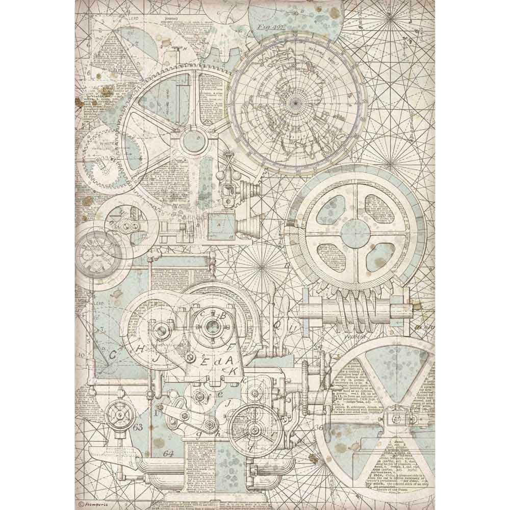 Stamperia Rice Paper A3 - Train Mechanism Sir Vagabond