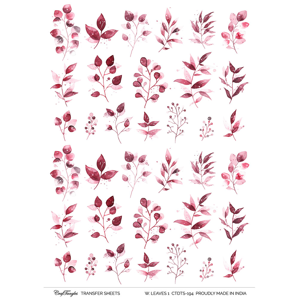 CrafTangles A4 Transfer It Sheets - Watercolour Leaves 1