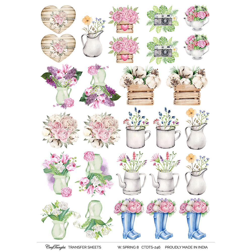 CrafTangles A4 Transfer It Sheets - Watercolour Spring 8
