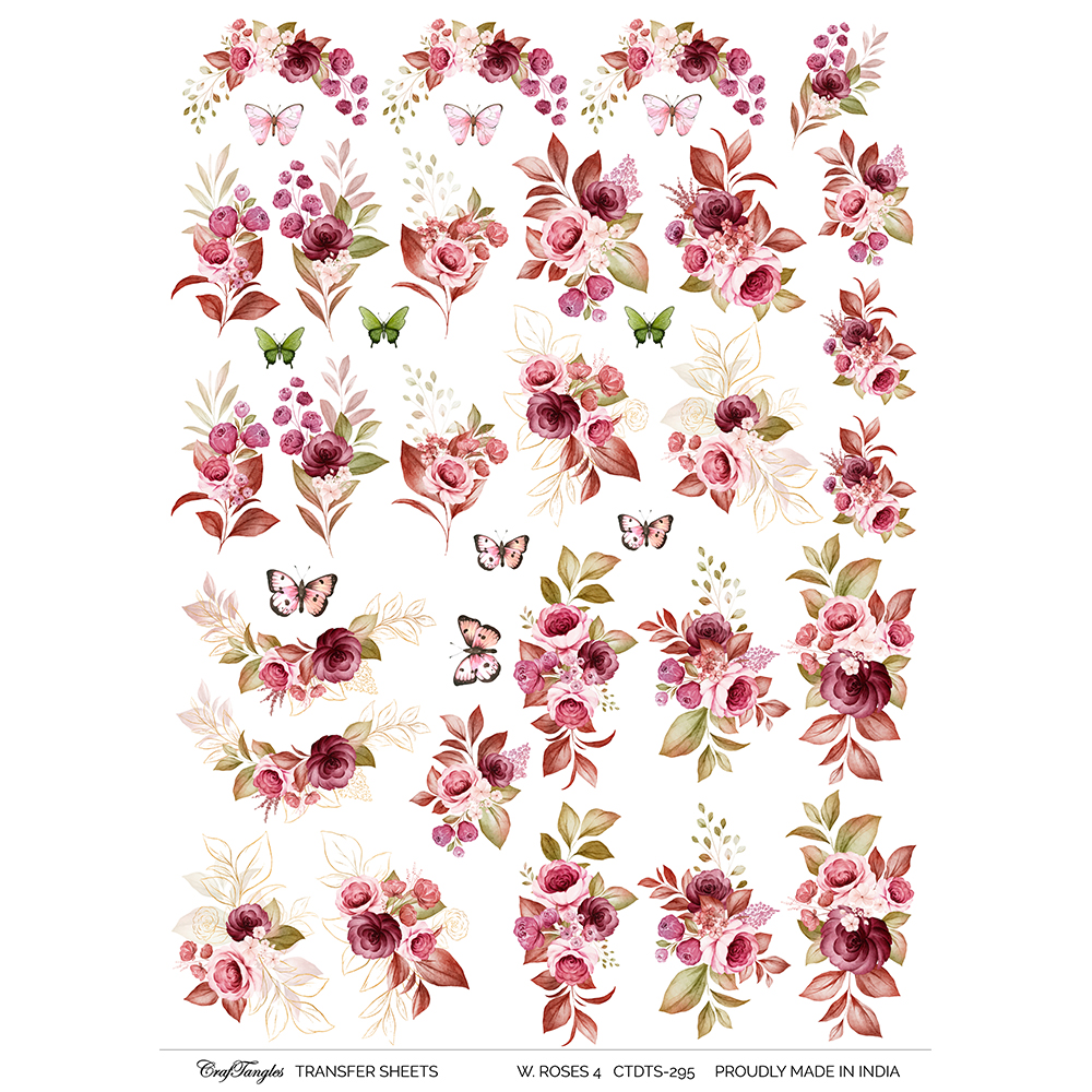 CrafTangles A4 Transfer It Sheets - Watercolour Roses 4