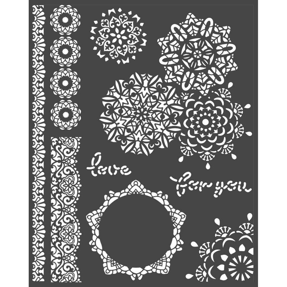 Stamperia Stencil 20 by 25 cm - Laces, Passion