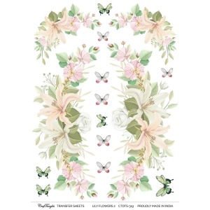 CrafTangles A4 Transfer It Sheets - Lily Flowers 2