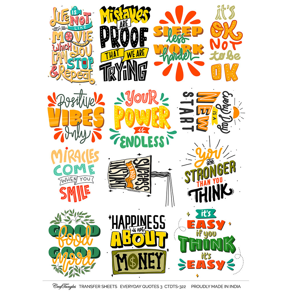 CrafTangles A4 Transfer It Sheets - Quotes - Everyday Quotes 3