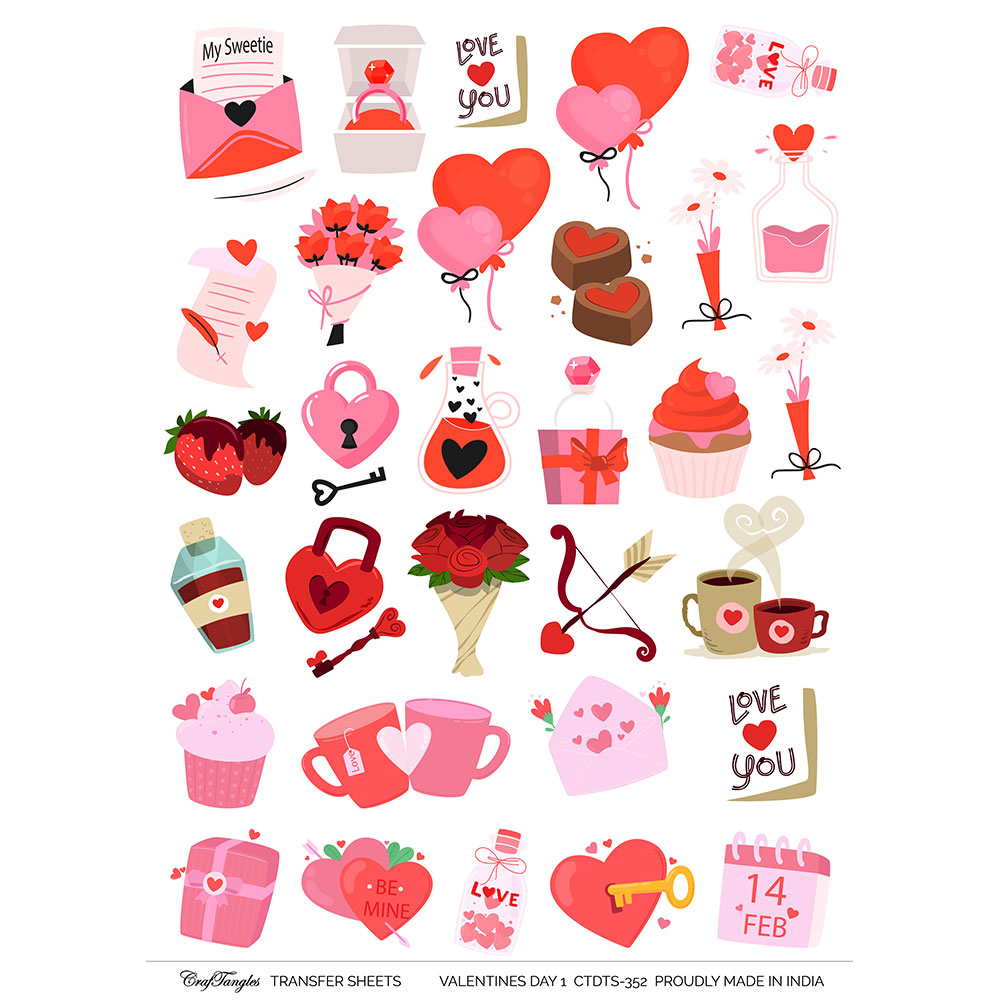 CrafTangles A4 Transfer It Sheets - Valentine's Day 1