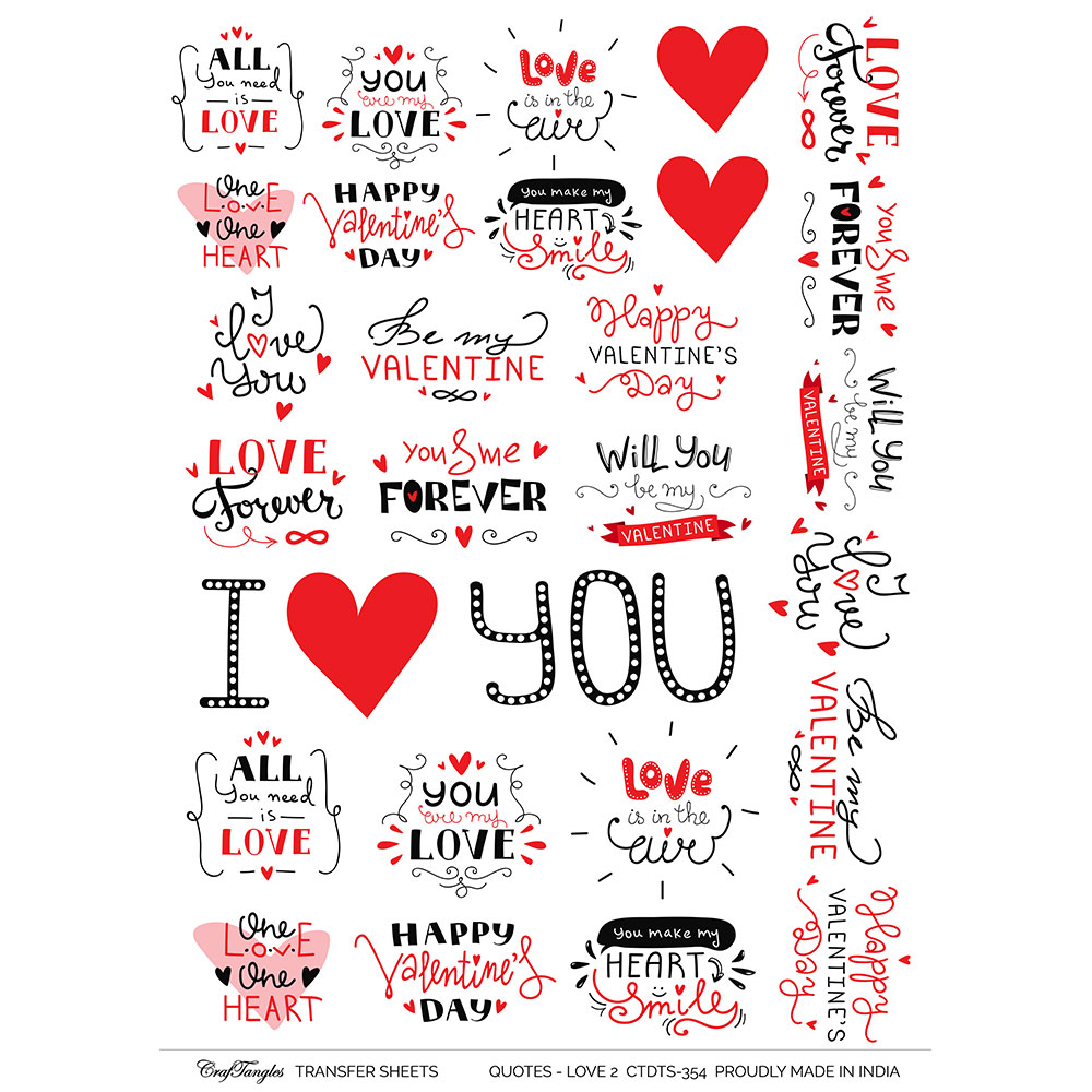 CrafTangles A4 Transfer It Sheets - Quotes - Love 2