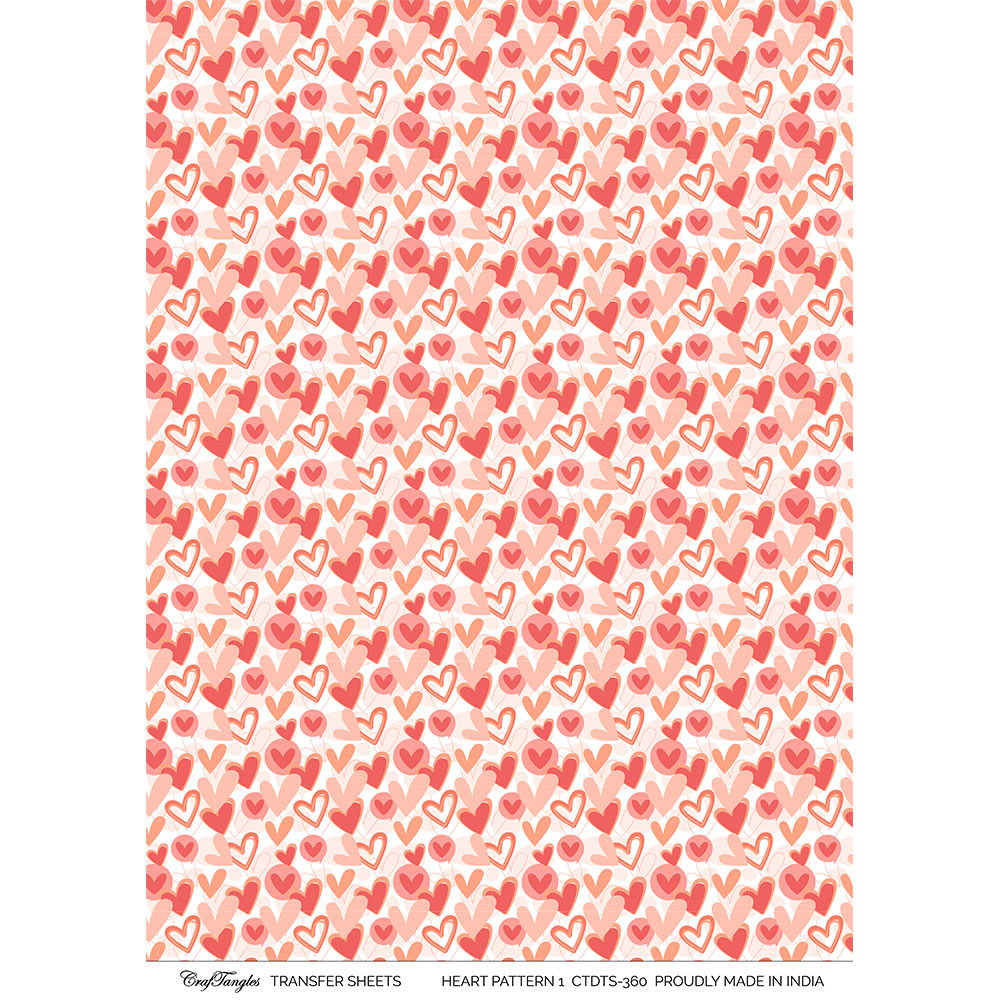 CrafTangles A4 Transfer It Sheets - Heart Pattern 1