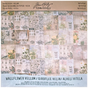 Tim Holtz Idea-Ology Vellum Paper Stash 12"X12" 18/Pkg - Wallflower