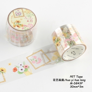 Clear PET Sticker Roll- Frames and Flowers (30mm by 3 metres)