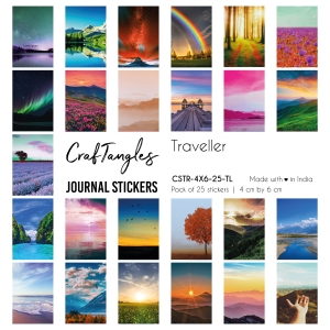 CrafTangles Journal Stickers 4 by 6 cm (Pack of 25 designs) - Traveller