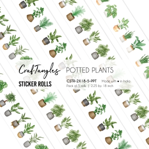 CrafTangles Journal Sticker Rolls (Pack of 5 designs) - Potted Plants