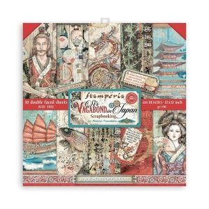 Stamperia Double-Sided Paper Pad 8"X8" 10/Pkg - Sir Vagabond In Japan (SBBS47)