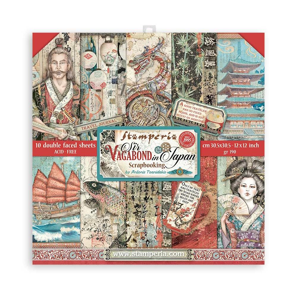 Stamperia Double-Sided Paper Pad 8"X8" 10/Pkg - Sir Vagabond In Japan (SBBS47)