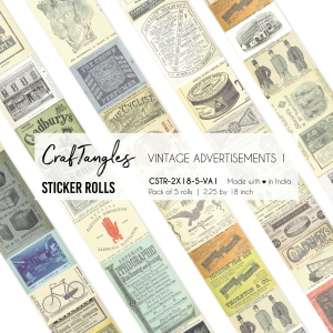 CrafTangles Journal Sticker Rolls (Pack of 5 designs) - Vintage Advertisment 1