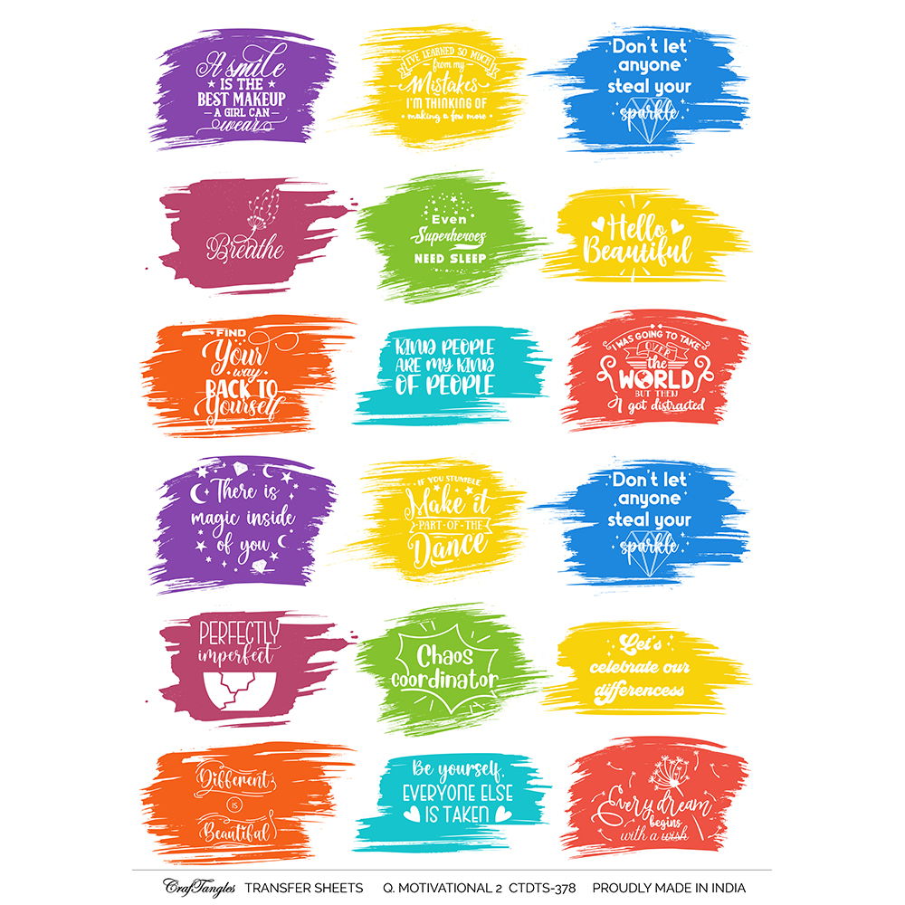 CrafTangles A4 Transfer It Sheets - Quotes - Motivational 2