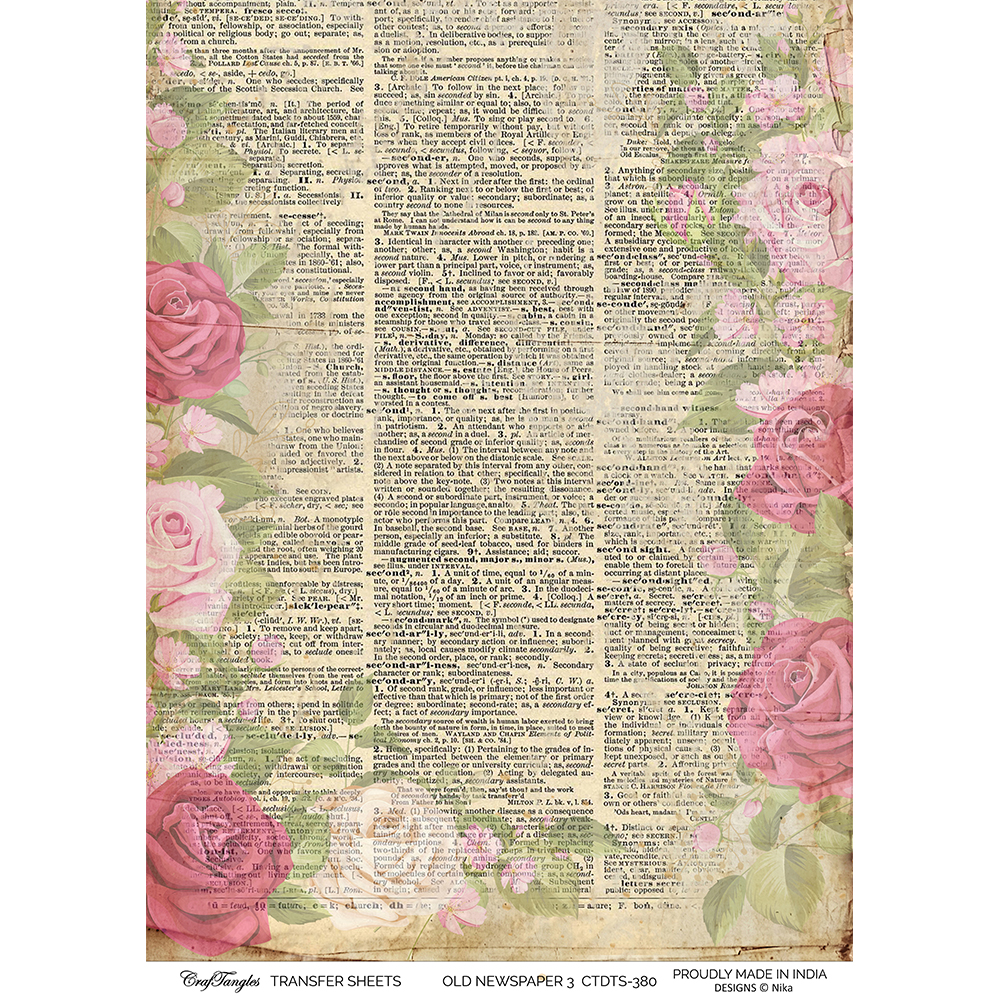 CrafTangles A4 Transfer It Sheets - Old Newspaper 3