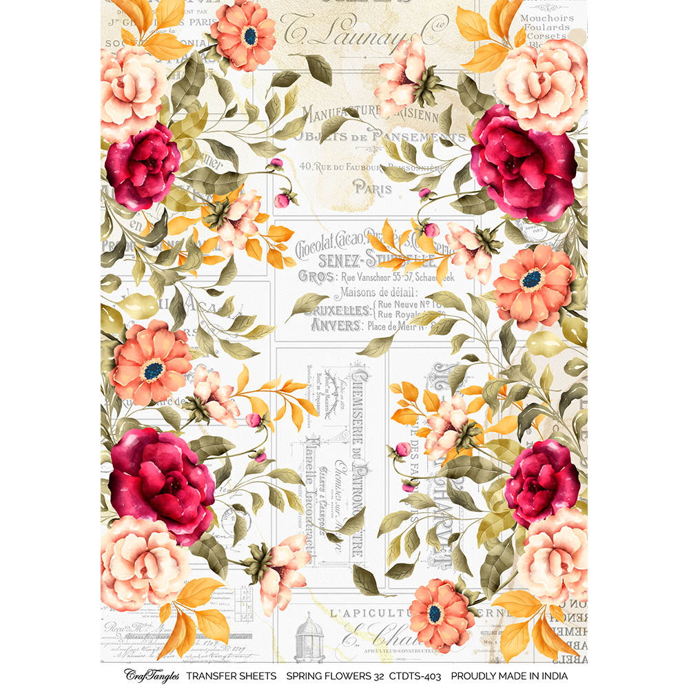 CrafTangles A4 Transfer It Sheets - Spring Flowers 32