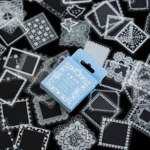 Box Clear PET White Stickers (50 pcs) - Frames (50 pcs)