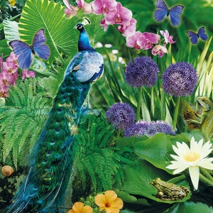 German Decoupage Napkins (5 pcs) - Blue Peacock