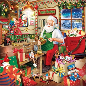 German Decoupage Napkins (5 pcs) - Santas Workshop (Christmas)