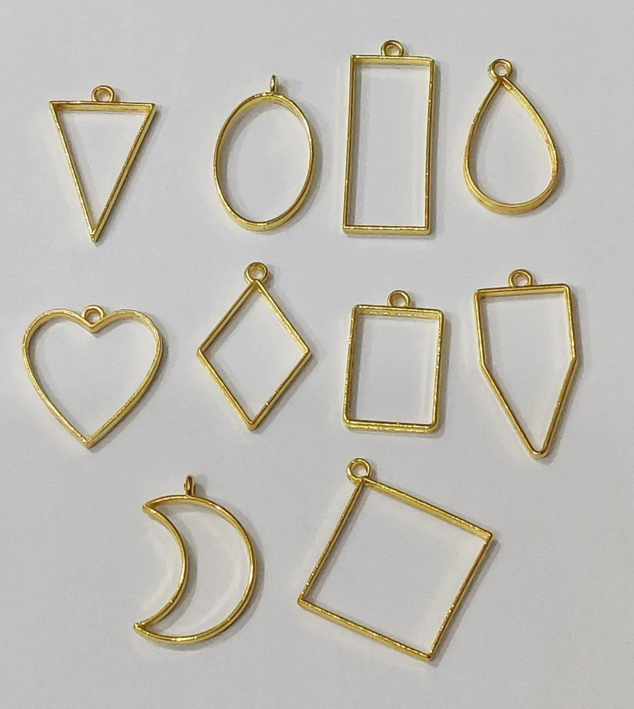 Metal Bezels or pendant for UV Resin (Pack of 10) - Gold