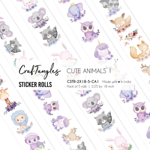 CrafTangles Journal Sticker Rolls (Pack of 5 designs) - Cute Animals 1