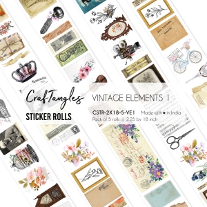 CrafTangles Journal Sticker Rolls (Pack of 5 designs) - Vintage Elements 1