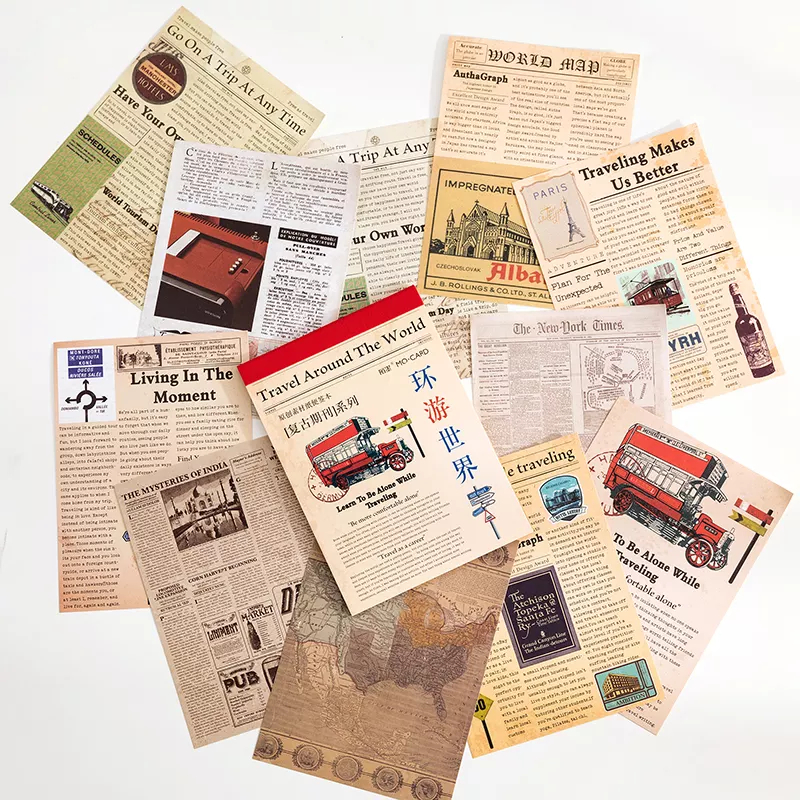 Vintage Journalling Pattern Paper Booklet - Travel Around the World 1