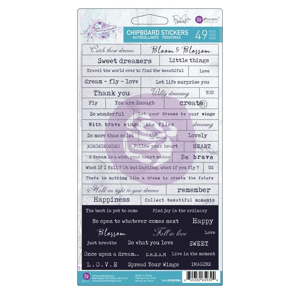Prima Aquarelle Dreams Chipboard Stickers 49/Pkg