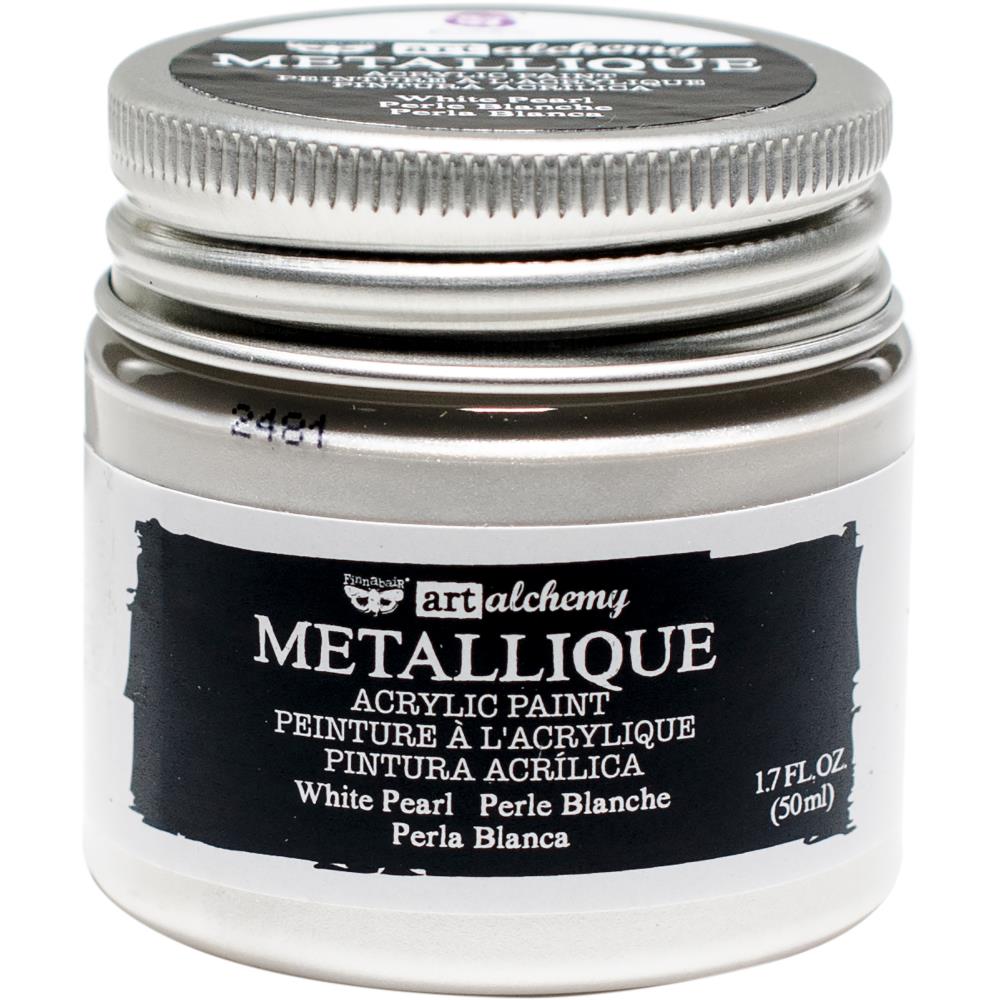 Prima Finnabair Art Alchemy Acrylic Paint 1.7 Fluid Ounces - Metallique White Pearl