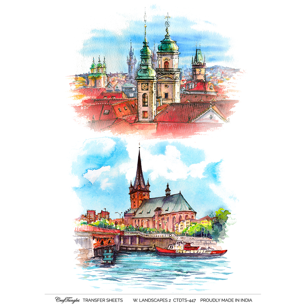CrafTangles A4 Transfer It Sheets - Watercolour Landscapes 2