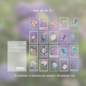 Clear PET Stamp shaped Stickers (40 pcs) - Pastel Flowers